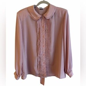 VTG Wilroy Sport Romantic Pink Retro Blouse Size 16/XL Preppy Educator